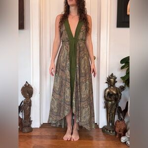Silky Karma Highway printed long halter dress